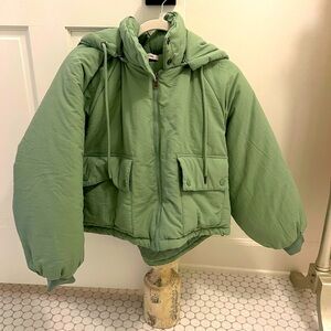 Urban outfitters hooded zip up puffer
